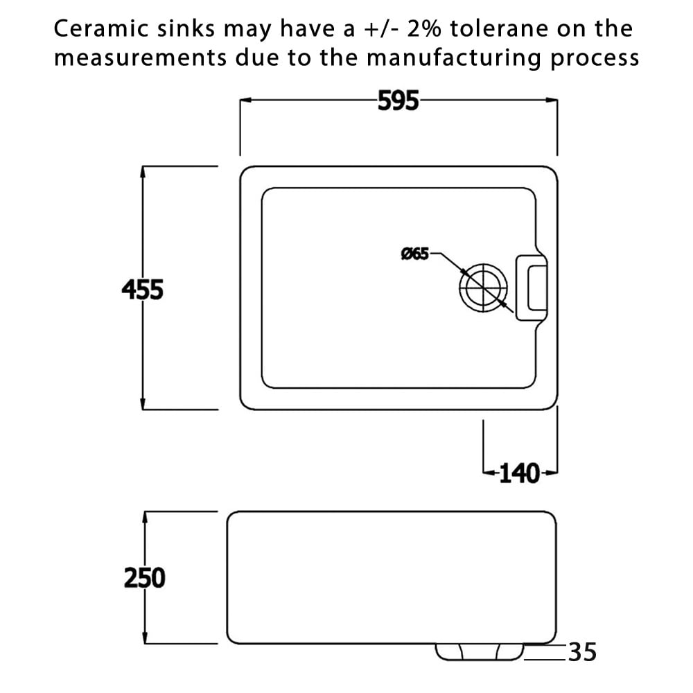 Astini Belfast 100 1.0 Bowl White Ceramic Kitchen Sink with Strainer Waste