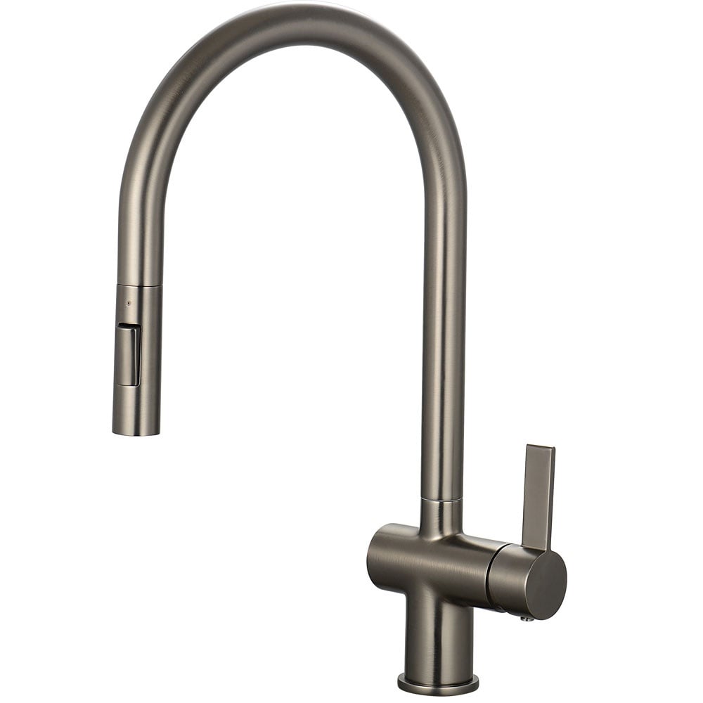 Astini Mayhill Single Lever Pull Out Kitchen Sink Mixer Tap with Brushed Brass Finish