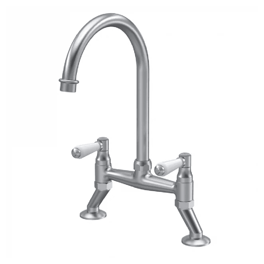 Astini Provencale Traditional Twin Lever Bridge Kitchen Mixer Tap with Ceramic Handles