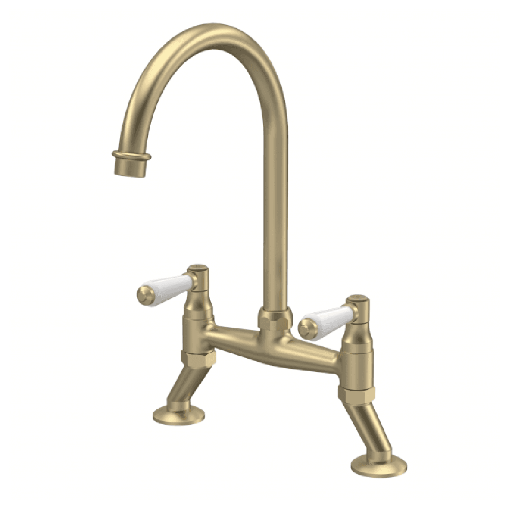 Astini Provencale Traditional Twin Lever Bridge Kitchen Mixer Tap with Ceramic Handles