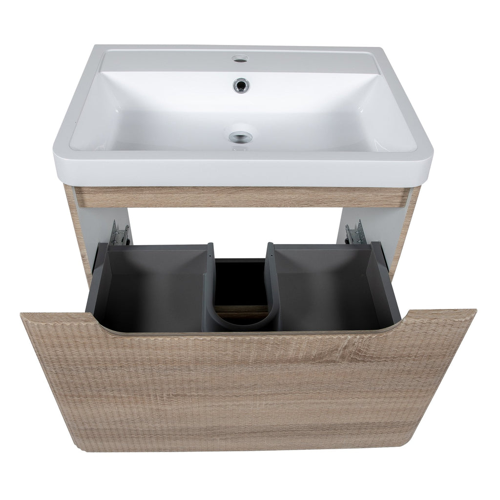 Astini Monza 600mm Fluted Country Oak Floor Standing Vanity Unit