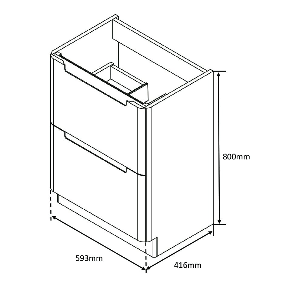 Astini Monza 600mm Fluted Country Oak Floor Standing Vanity Unit