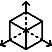 Black geometric symbol on a white background