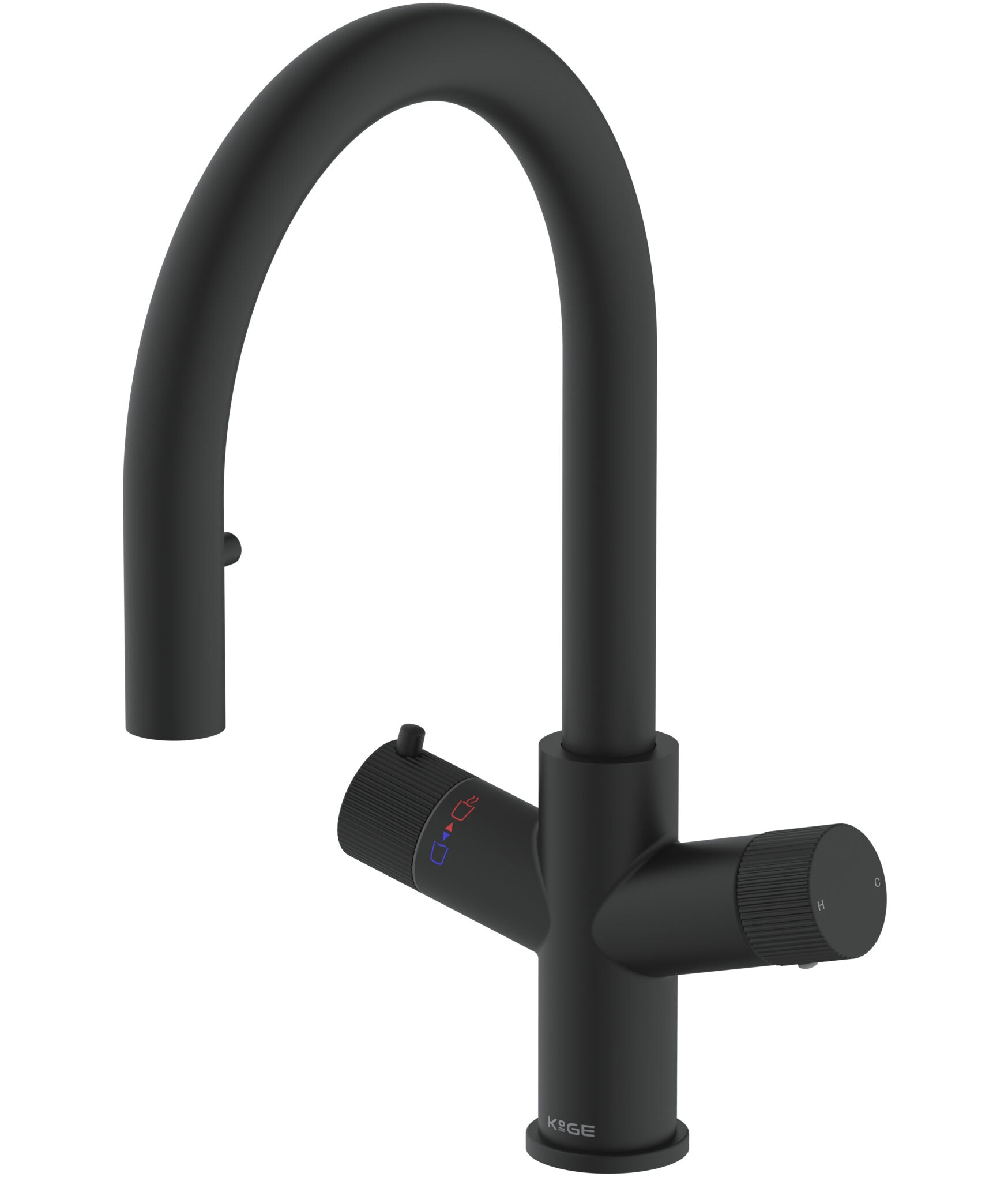 KOGE Hot Water Tap 4 in 1 SWAN PULL OUT SPOUT MATTE BLACK PACK