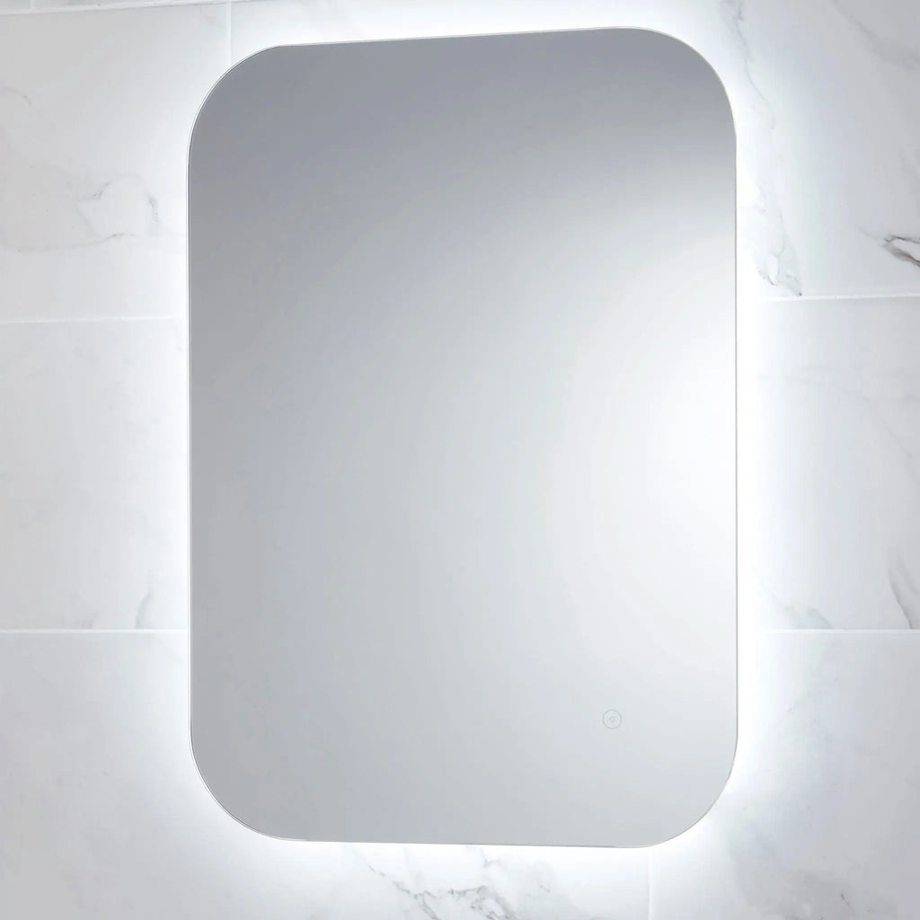 SCUDO - AURA LED Mirror with Demister Pad & Shaver Socket HPS Hartlepool Plumbing Supplies