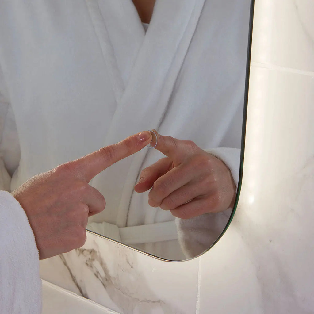 SCUDO - AURA LED Mirror with Demister Pad & Shaver Socket HPS Hartlepool Plumbing Supplies