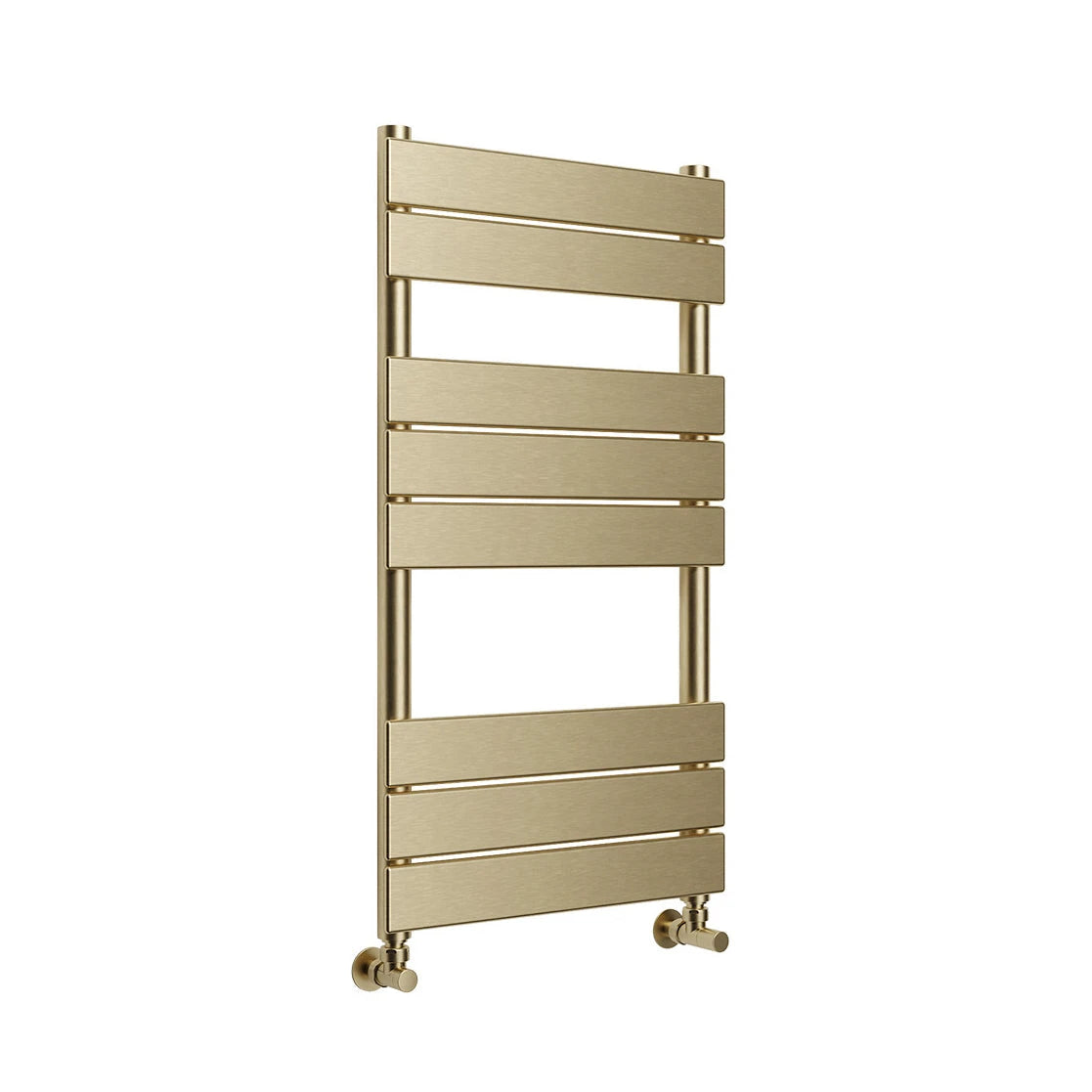 Gold towel radiator on a white background