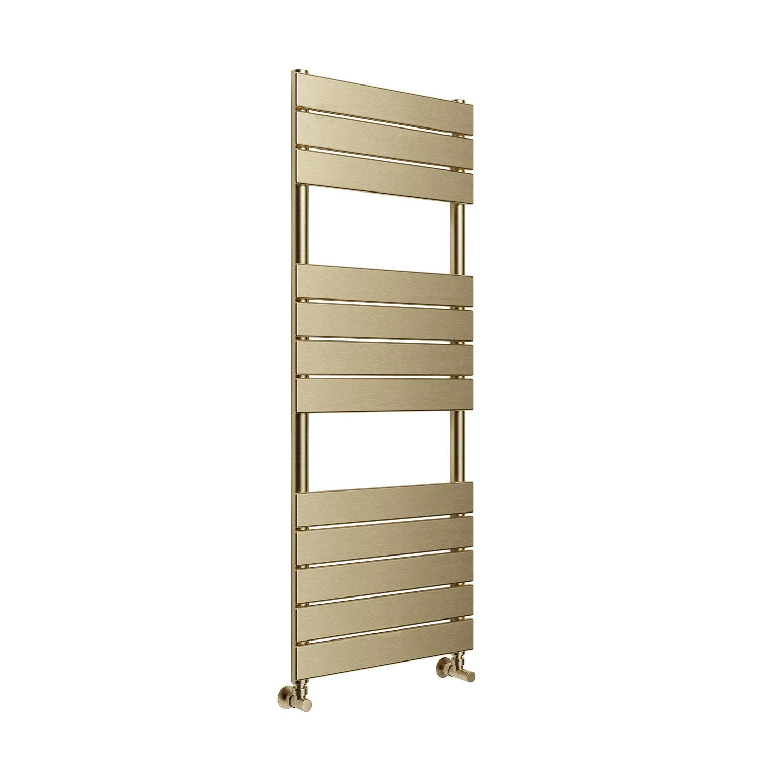 Gold towel radiator on a white background