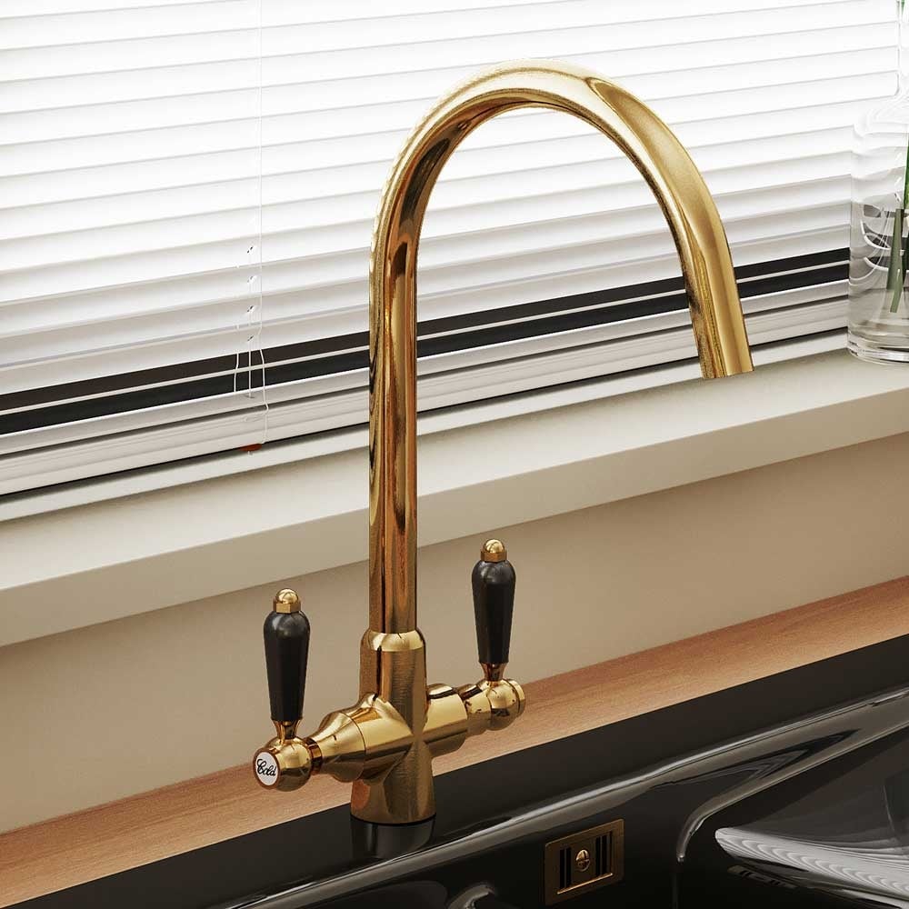 Astini Colonial Ceramic Handle Twin Lever Kitchen Mixer Tap in Classic Finishes