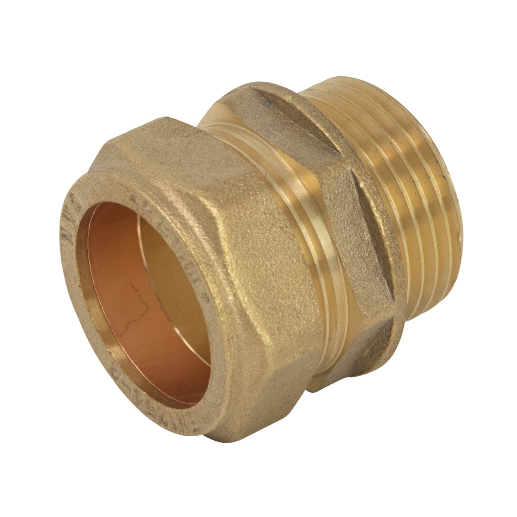 15MM x 1/2" Compression Straight Connector Male Iron