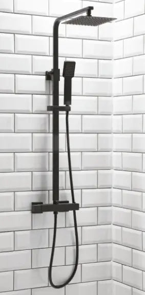 Lunar Black Square Rigid Riser Shower-HPS Hartlepool Plumbing Supplies