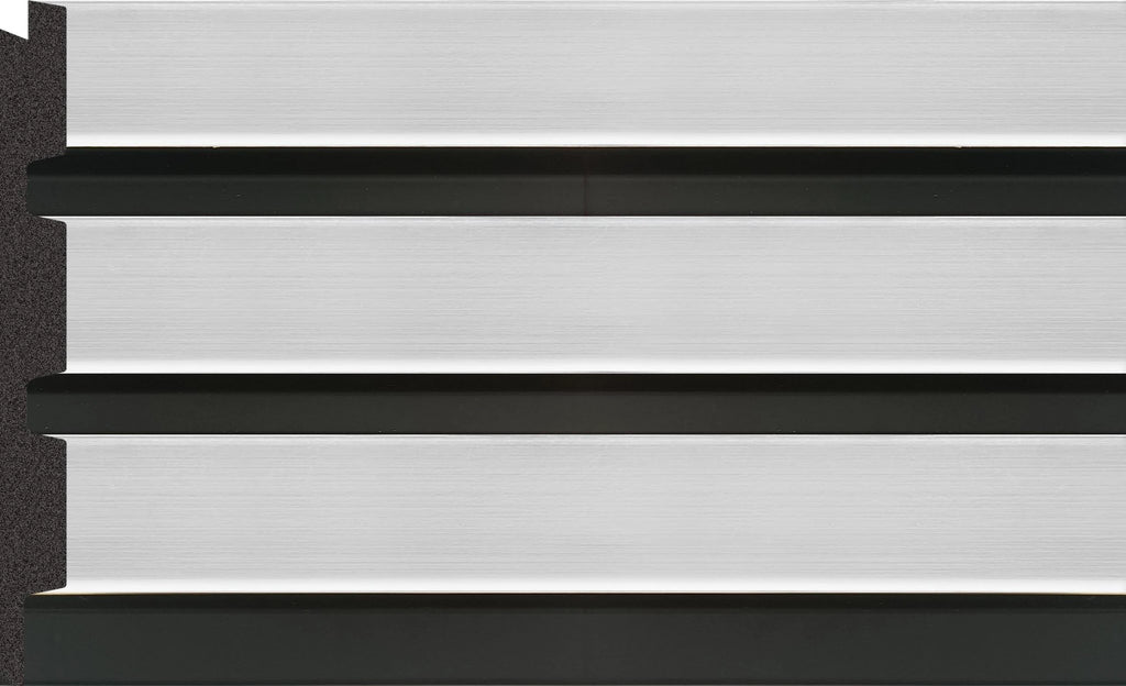 DCD Slat Wall Cladding Panel (233mm) – Silver 3D Timber-Effect Decor