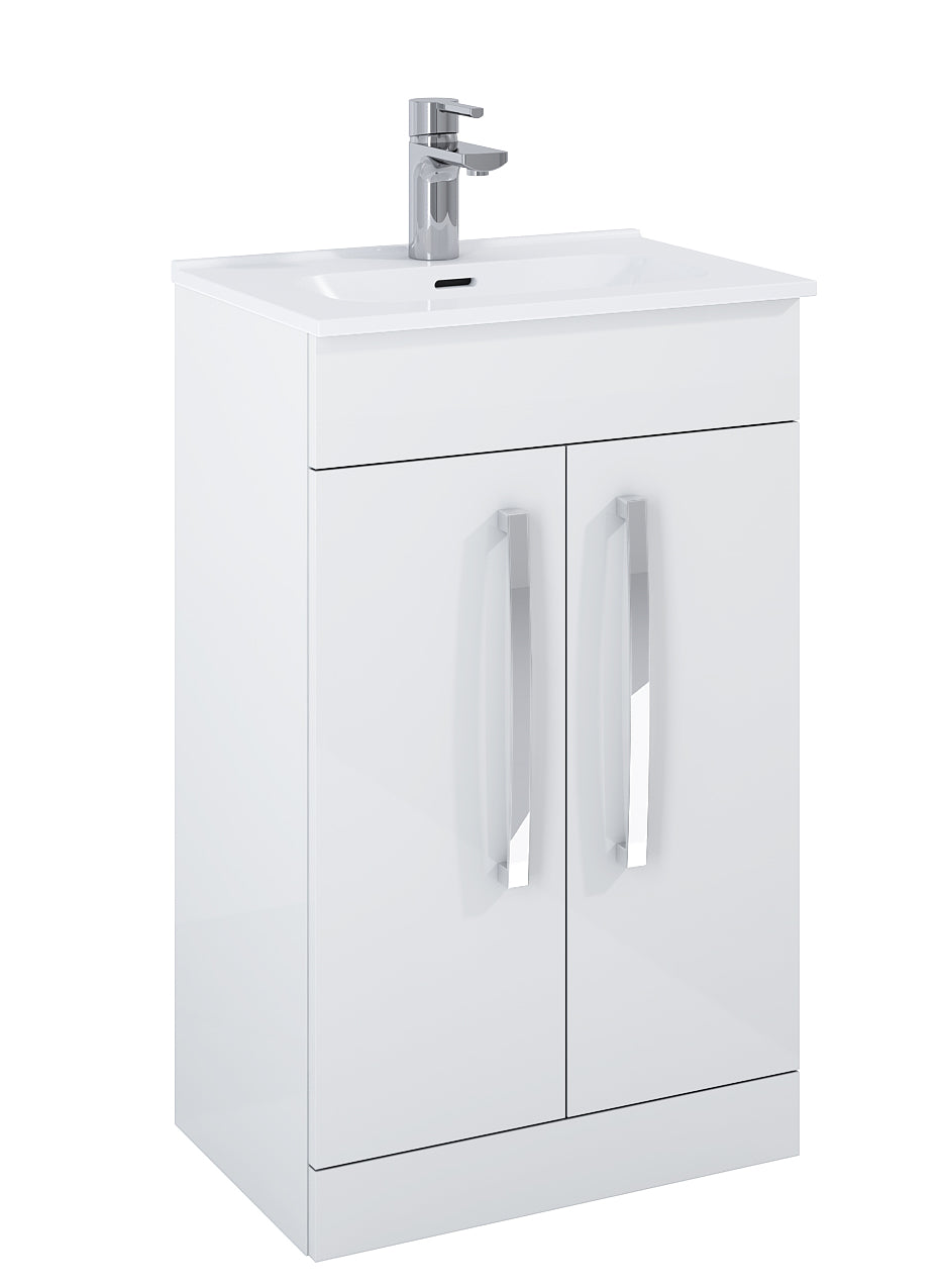 Frontline Aquatrend 600mm 2 Door Floor Standing Vanity Unit & Basin