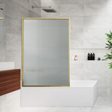 Aqua Velar Fluted Brushed Brass Bath Screen