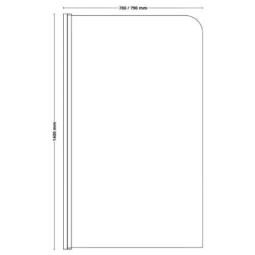 Fresssh Radius Bath Screen Hinged 1400 x 780mm Chrome Primaflow F&P