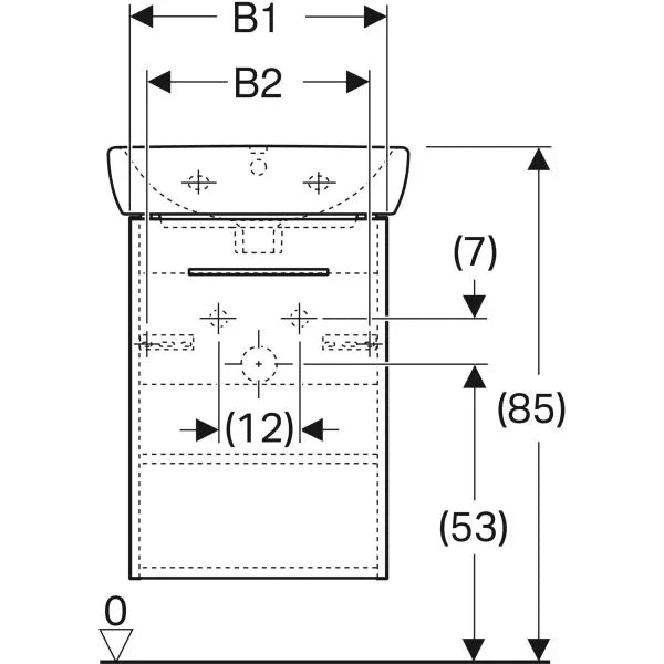 Geberit Selnova Square Basin & Cabinet Set 450 x 650mm, One Door - White