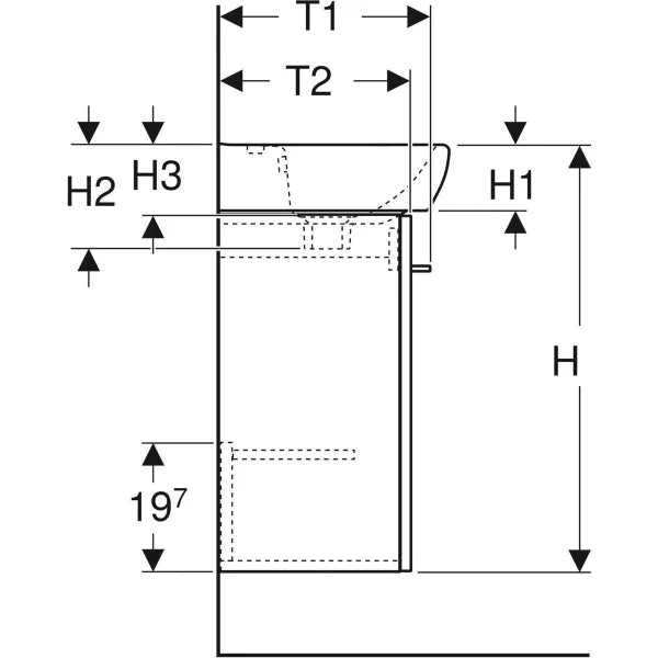 Geberit Selnova Square Basin & Cabinet Set 450 x 650mm, One Door - White
