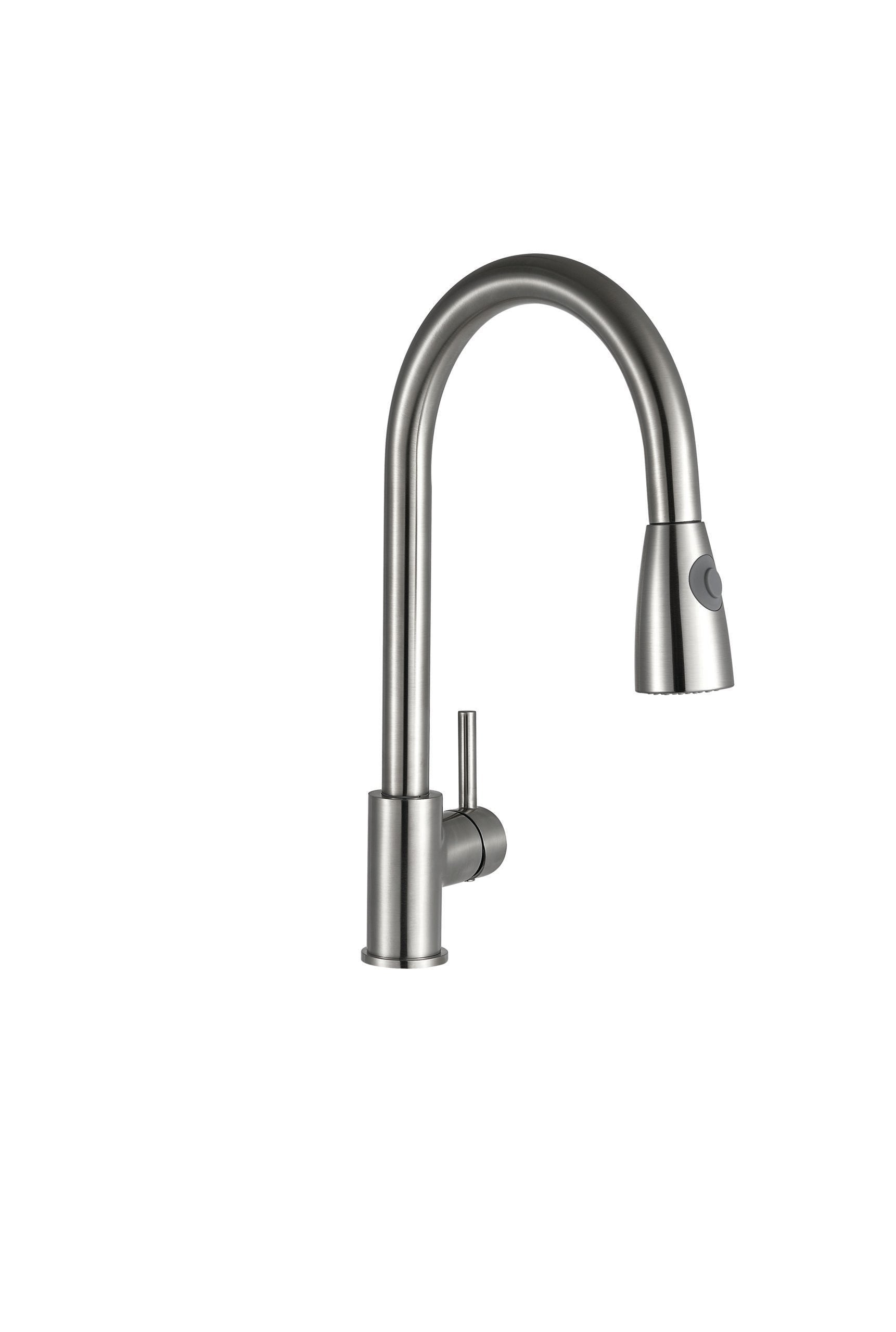 K-VIT Brushed Chrome Pull Out  Swan Neck Kitchen Tap 