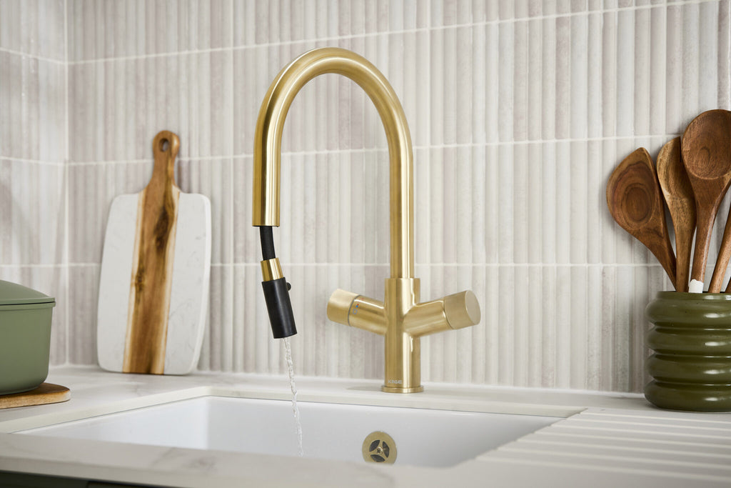 KOGE 4 in 1 SWAN PULL OUT SPOUT BRUSHED BRASS PACK