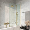 Scudo S6 Brushed Brass Radius Bath Screen HPS Hartlepool Plumbing Supplies