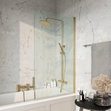 Scudo S6 Brushed Brass Radius Bath Screen HPS Hartlepool Plumbing Supplies