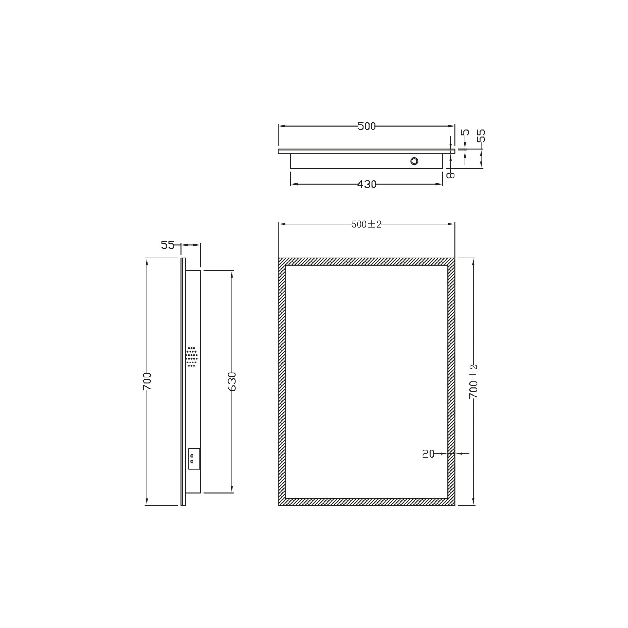Mosca LED Mirror with Demister Pad and Shaver Socket and Bluetooth 500x700mm HPS Hartlepool Plumbing Supplies