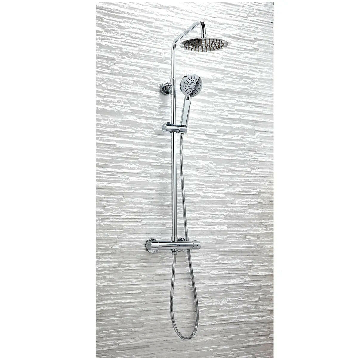 Serena Chrome Round Rigid Riser Shower Set-HPS Hartlepool Plumbing Supplies