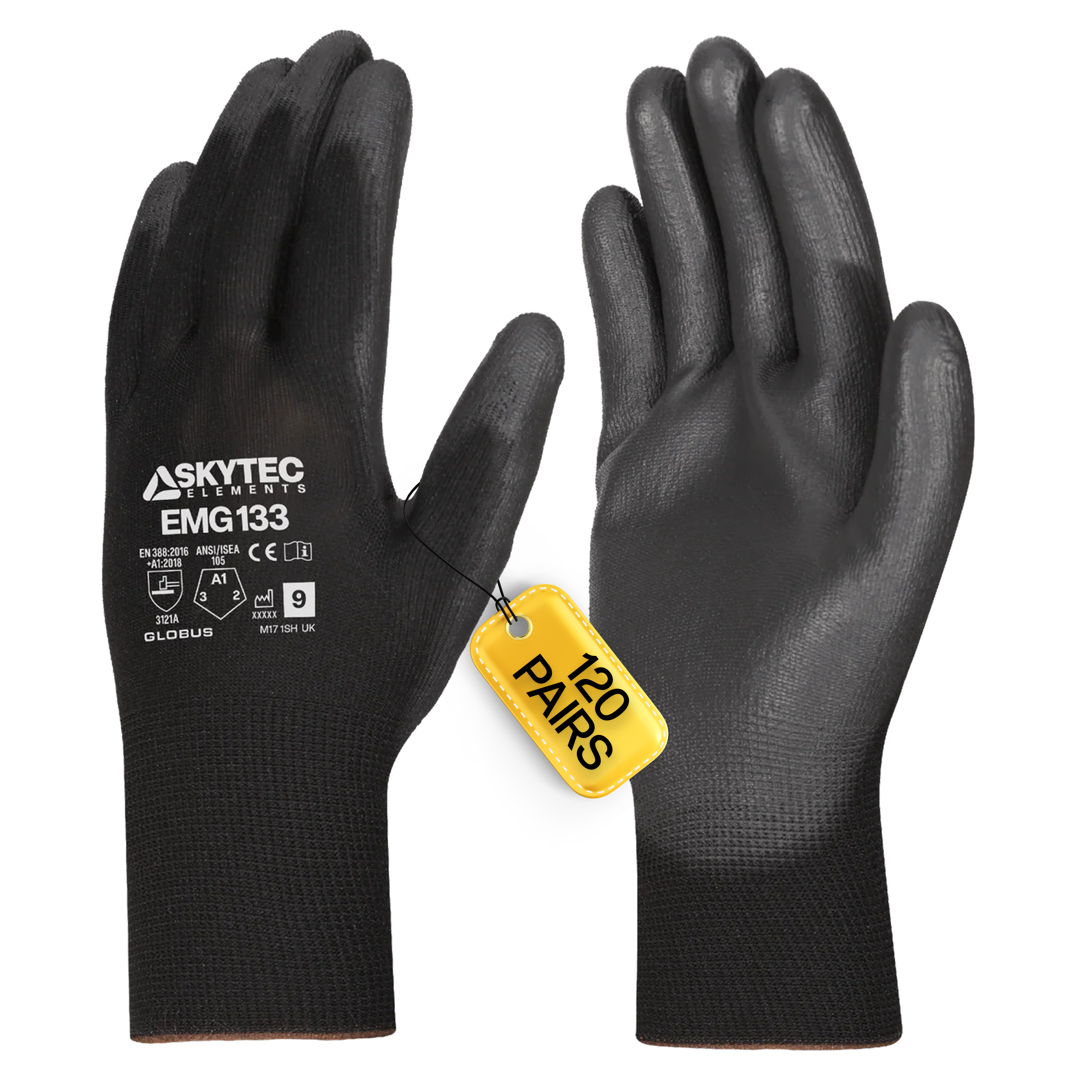 SKYTEC ELEMENTS EMG133 Black Multi Purpose PU Palm Coated Work Gloves (PACK of 120 PAIRS) Mstore