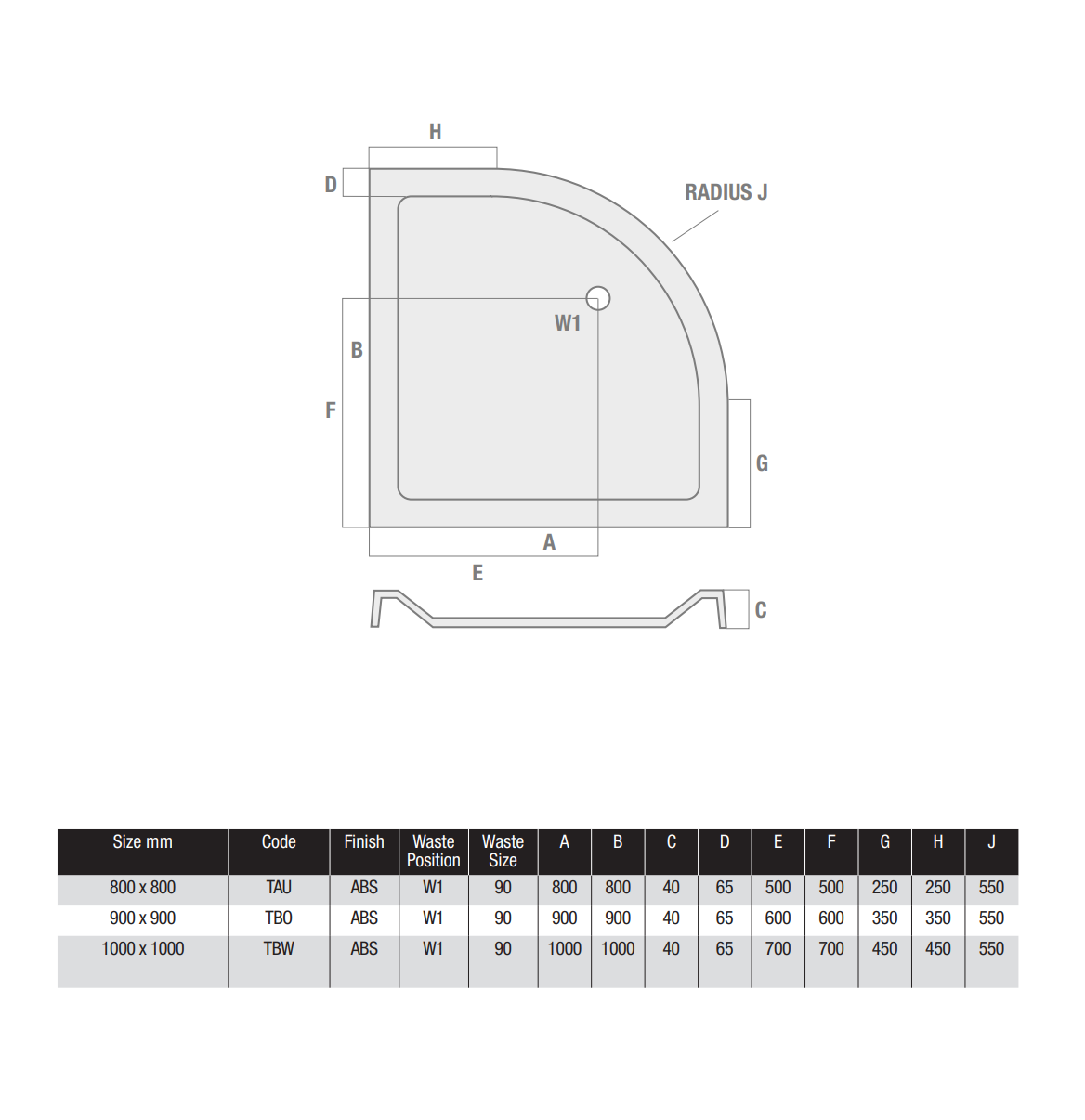 Fresssh 900x900 Quad Stone Shower Tray (waste sold separately) HPS Hartlepool Plumbing Supplies
