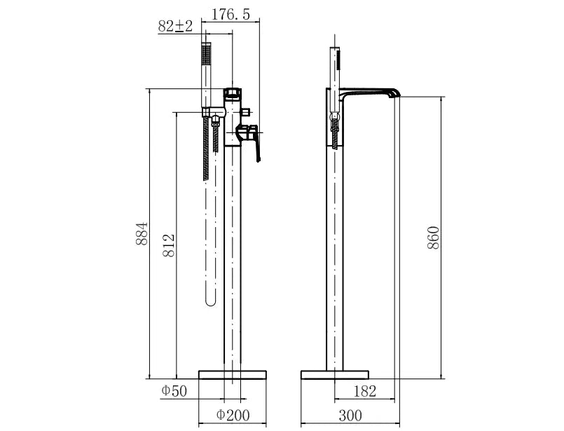 Scudo Montana Freestanding Bath Shower Mixer Matte Black HPS Hartlepool Plumbing Supplies