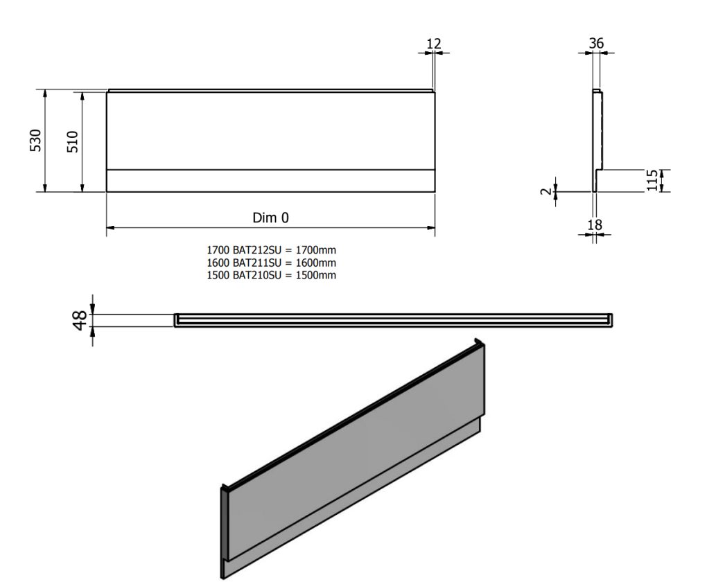 Supastyle 1700mm Front Bath Panel White HPS Hartlepool Plumbing Supplies