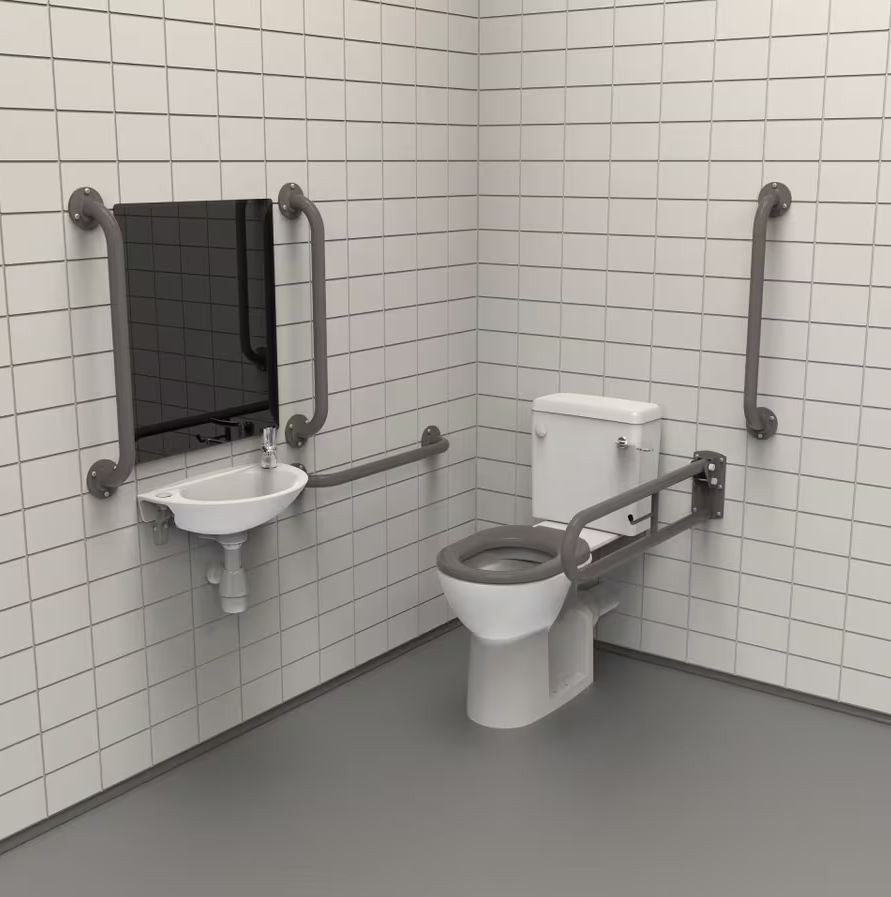 Rimless Close Coupled Doc M Toilet Pack w/ Exposed Fixings Hartlepool Plumbing Supplies