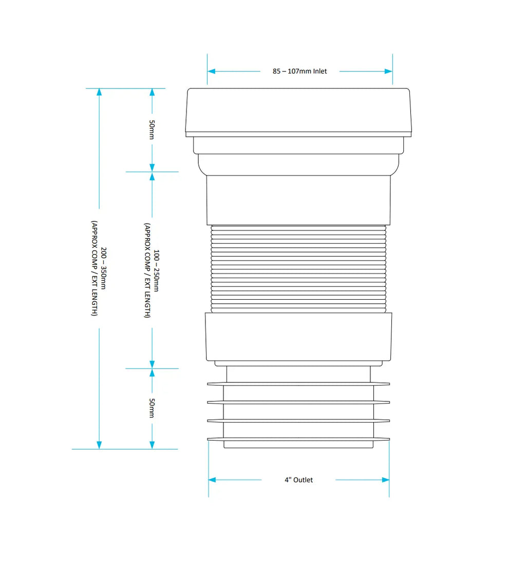 Mini Flexible Pan Connector (200 - 350mm) Hartlepool Plumbing Supplies