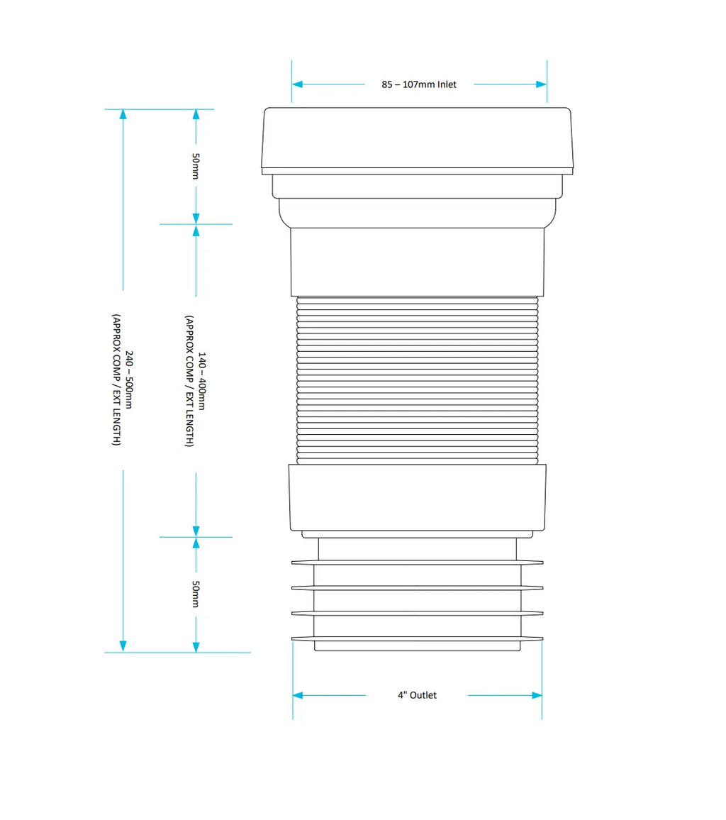 Medium Flexible Pan Connector (240 - 500mm) Hartlepool Plumbing Supplies