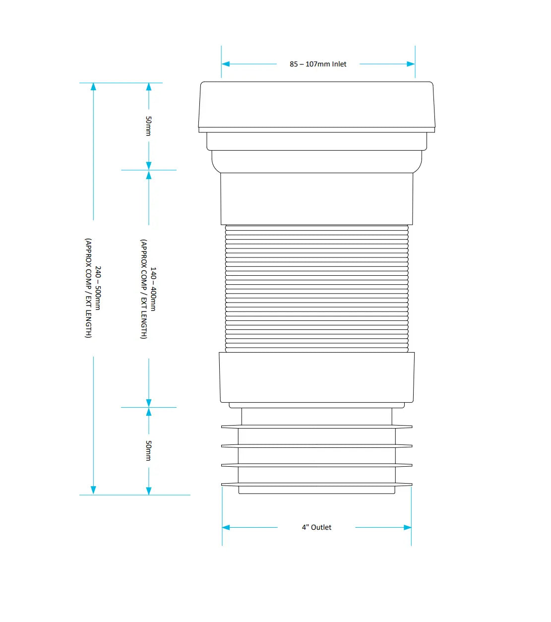 Medium Flexible Pan Connector (240 - 500mm) Hartlepool Plumbing Supplies