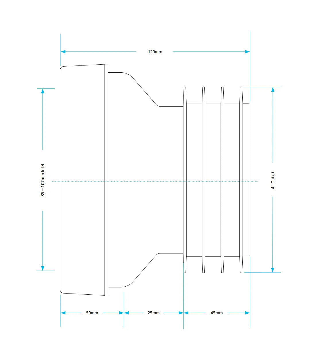 Straight WC Pan Connector Hartlepool Plumbing Supplies