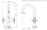 Tavistock Cohort Cross 2 Head Basin Mixer Inc Clicker Waste
