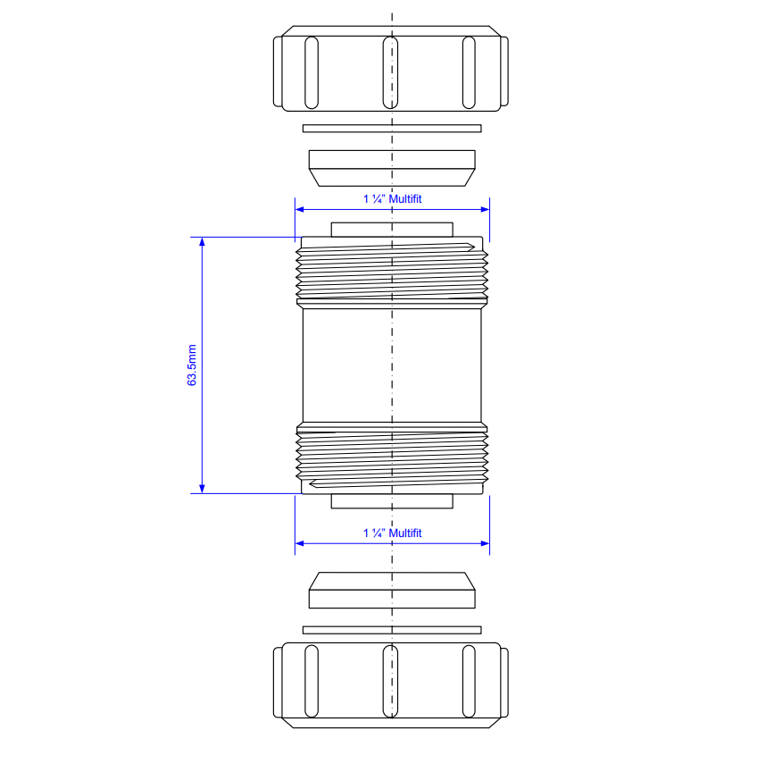 S28M 1 1/4" Multifit Straight Connector McAlpine