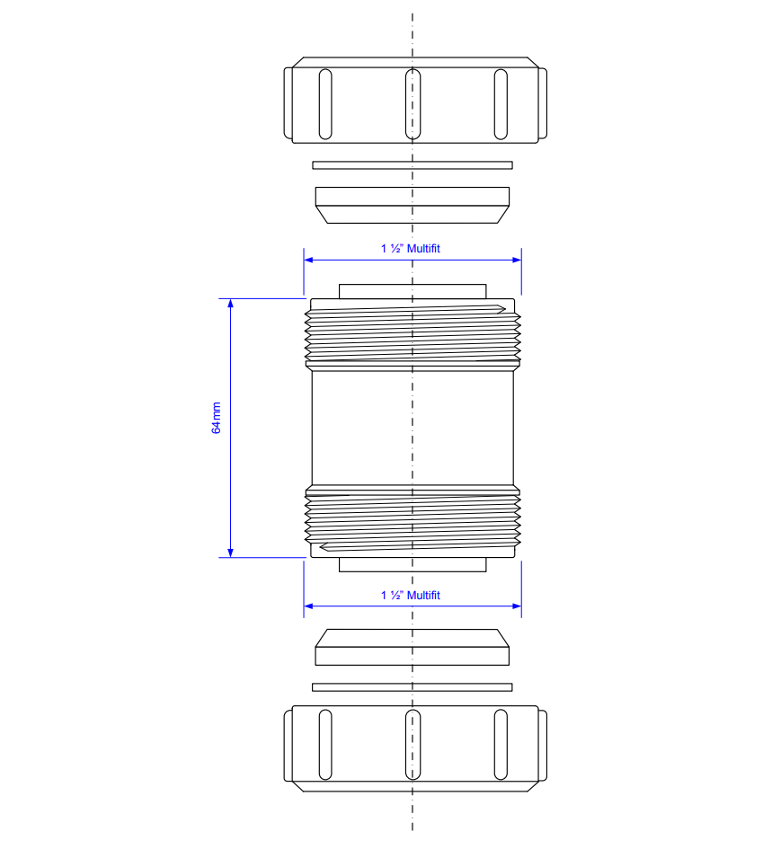 T28M 1 1/2" Multifit Straight Connector McAlpine
