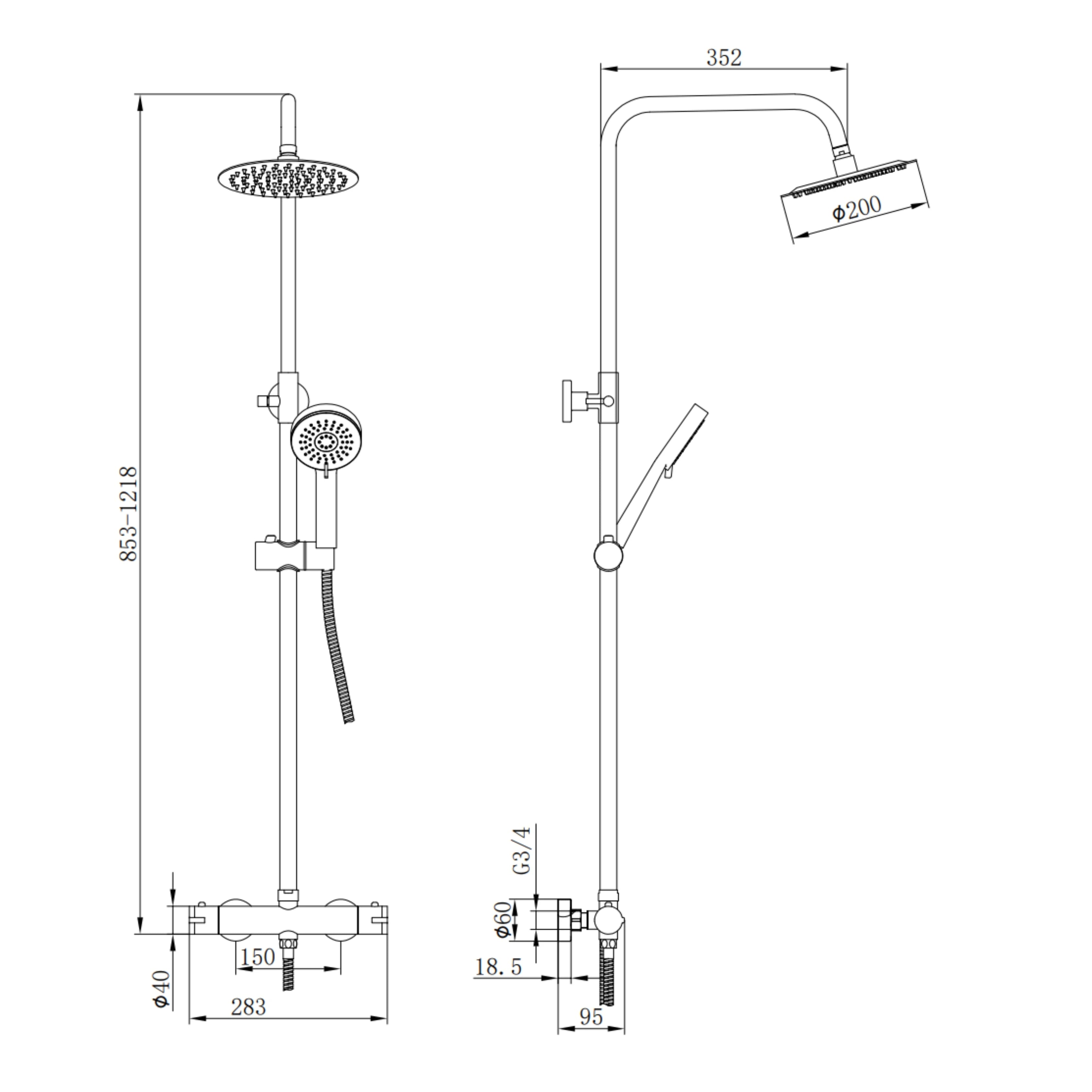 Serena Chrome Round Shower Set Inc. Easykit HPS