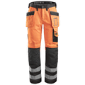 Snickers 3233 High-Vis Holster Pocket Trousers, Class 2 Hi-Vis Orange / Muted Black / Waist 31"- Leg 35"- Snickers Size 146 Workwear Nation Ltd