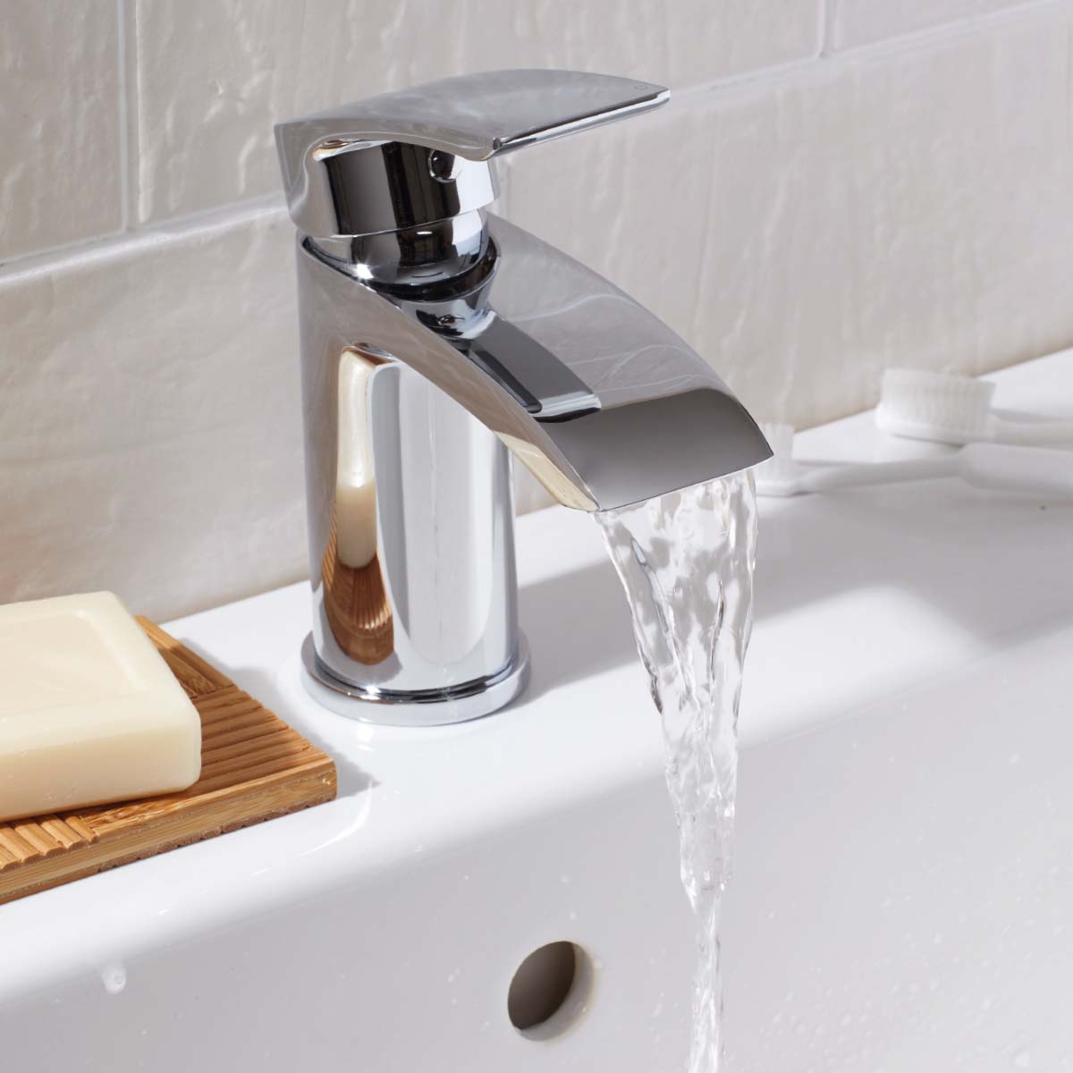 Belini Mini Mono Basin Mixer with Push Waste HPS