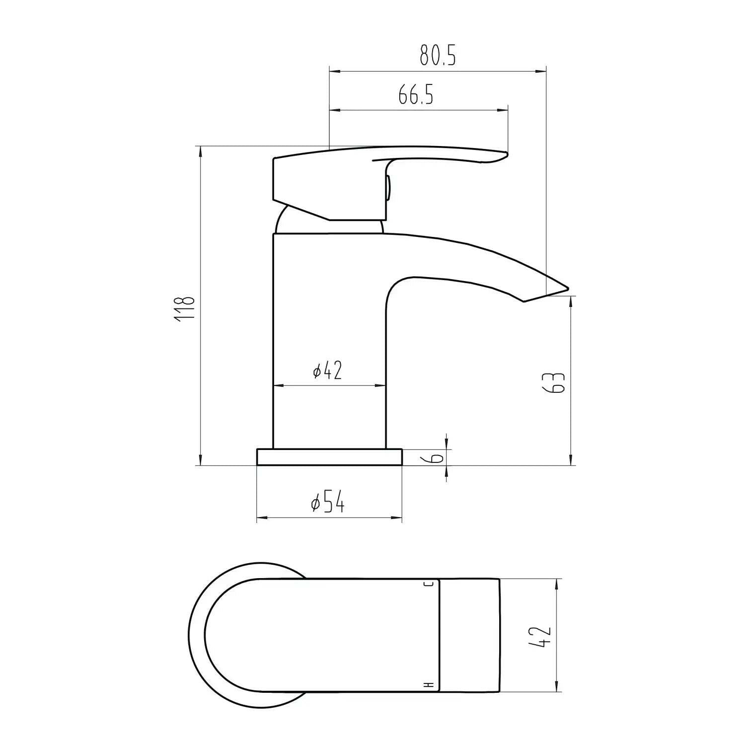 Belini Mini Mono Basin Mixer with Push Waste-HPS Hartlepool Plumbing Supplies
