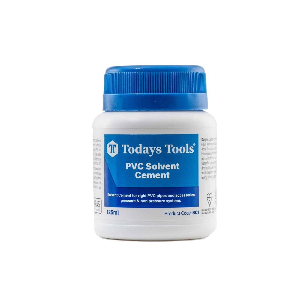 Jar of Today's Tools PVC Solvent Cement on a white background