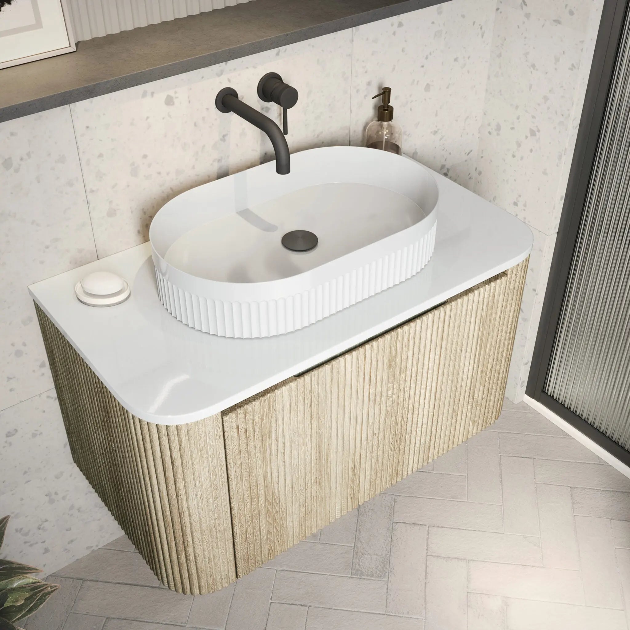 Scudo Fluted Oval Countertop Basin HPS Hartlepool Plumbing Supplies