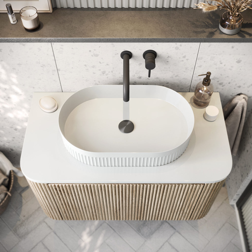 Fluted Oval Countertop Basin HPS Hartlepool Plumbing Supplies