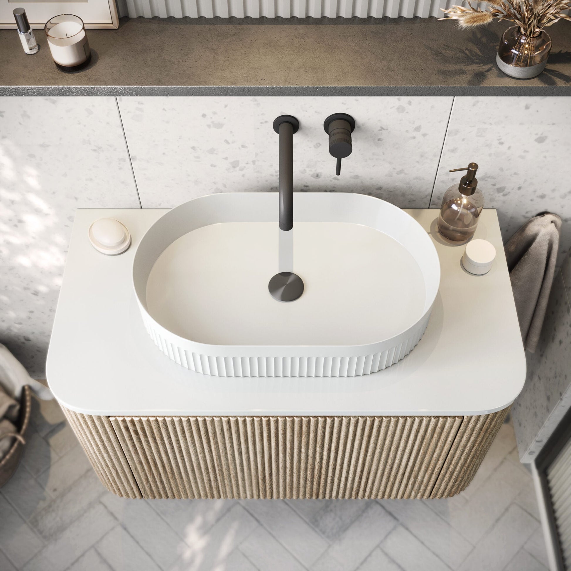 Fluted Oval Countertop Basin HPS Hartlepool Plumbing Supplies