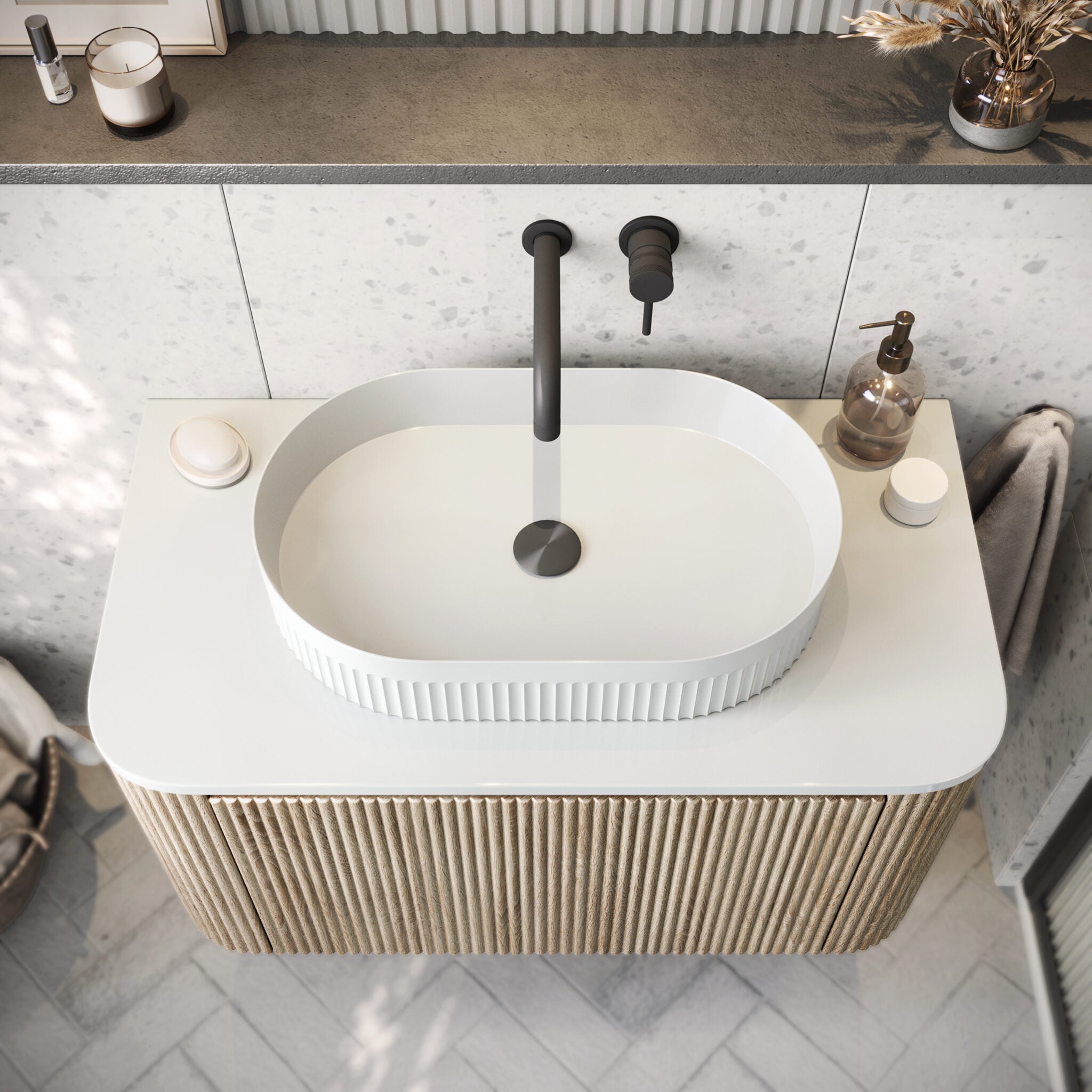 Fluted Oval Countertop Basin HPS Hartlepool Plumbing Supplies