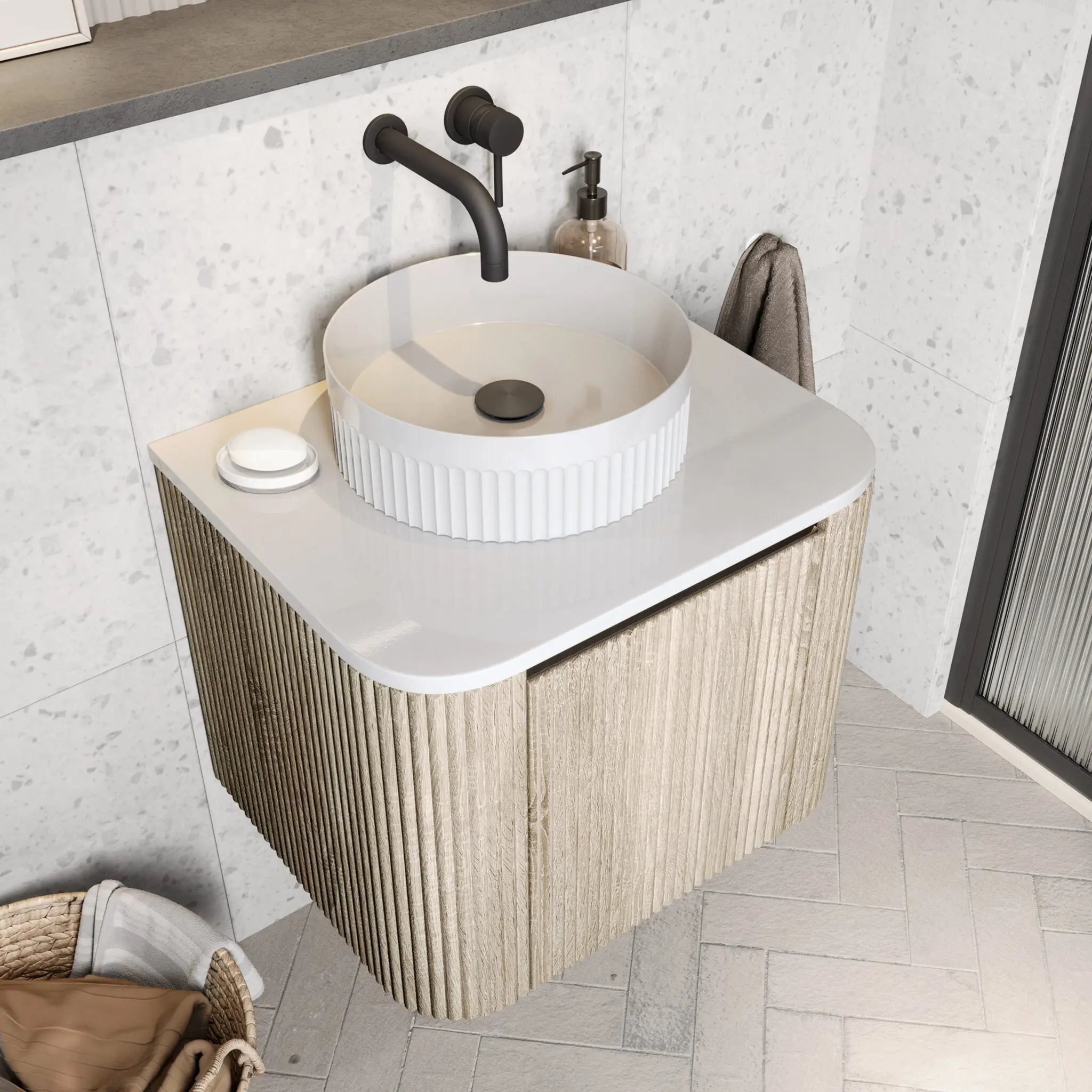 Scudo Fluted Round Countertop Basin HPS Hartlepool Plumbing Supplies