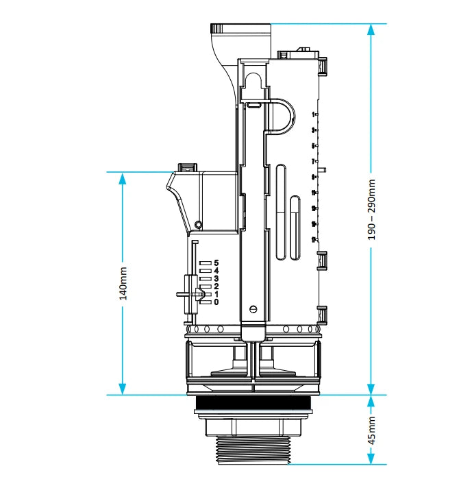 Technical drawing of a cylindrical mechanical component with dimensions labeled